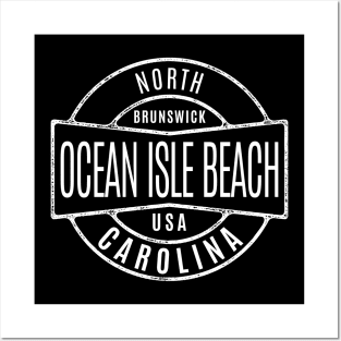 Ocean Isle Beach, NC Vintage Badge Summertime Vacationing Posters and Art